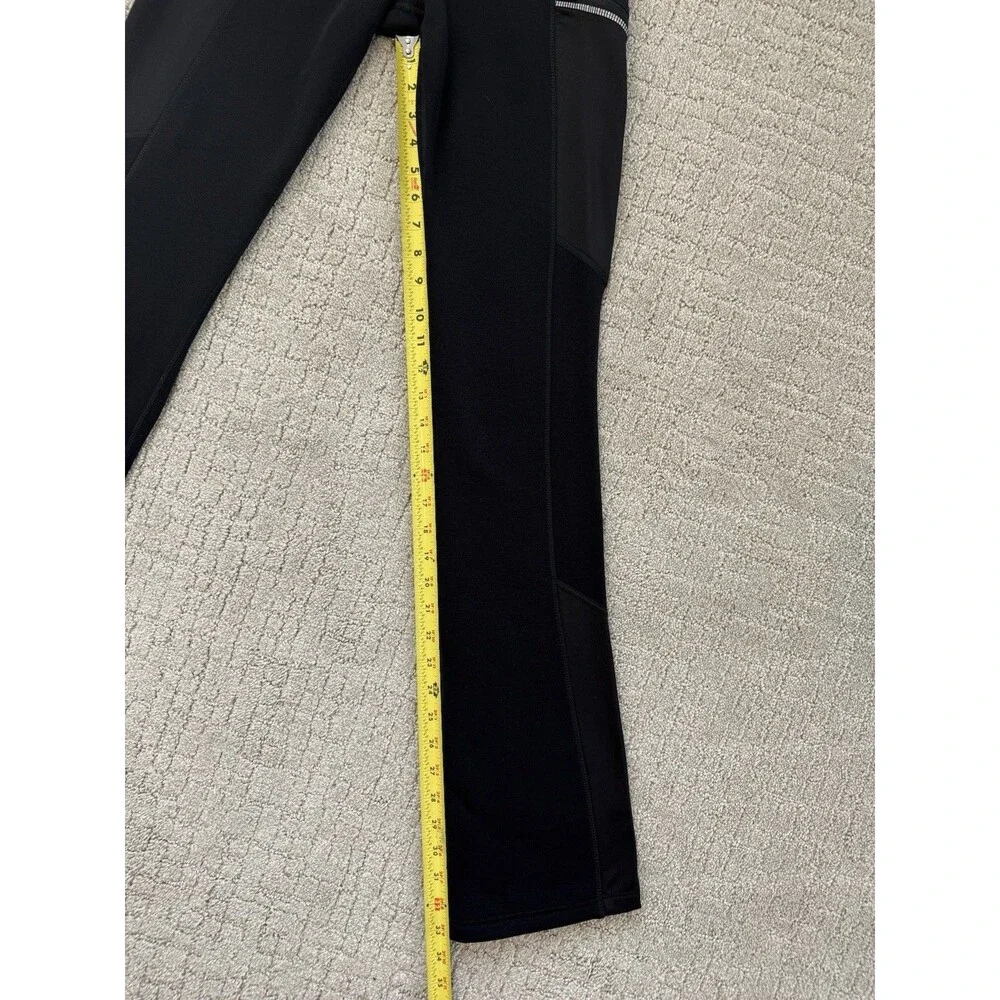 Athleta Polartec Powerlift Pants Womens Small Tall Black Fleece Bootcut Zip